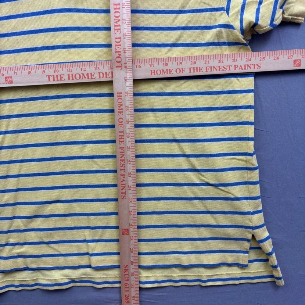 Polo Ralph Lauren Mens 2XL Big Yellow Blue Striped Short Sleeve Pique Polo Shirt